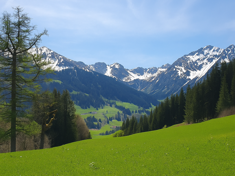kleinwalsertal-alpenlandschaft-schneebedeckte-berge-fruehling